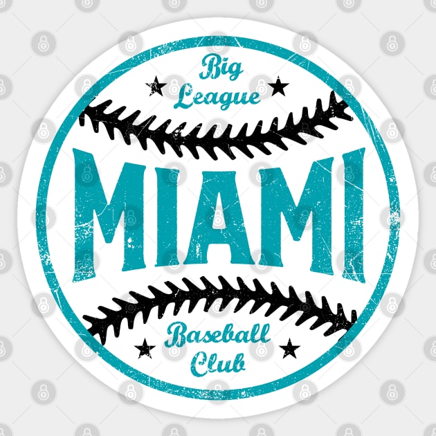 Miami Retro Big League Baseball - Black Sticker by KFig21